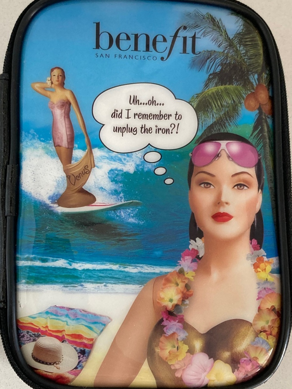 Benefit Cosmetics Makeup Bag Did I Remember to Unplug the Iron?! Retro Zippered